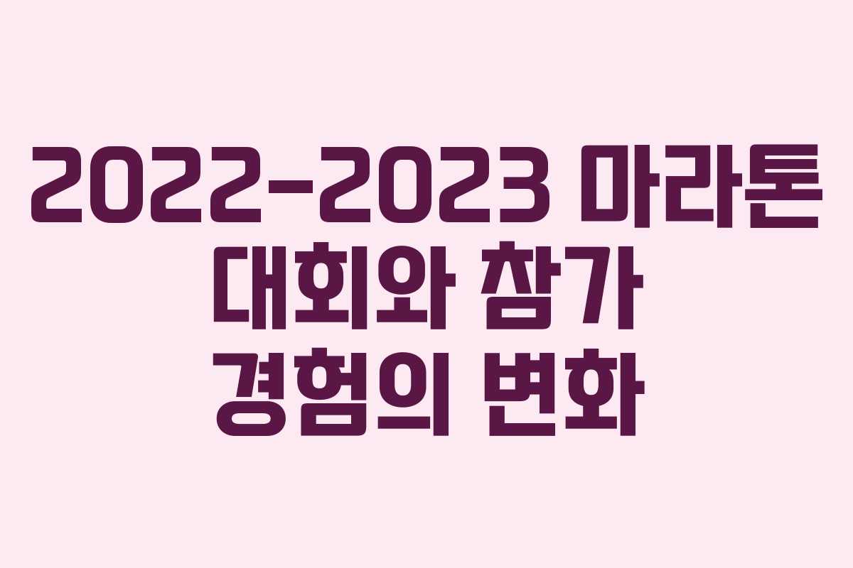 2022-2023 마라톤 대회와 참가 경험의 변화