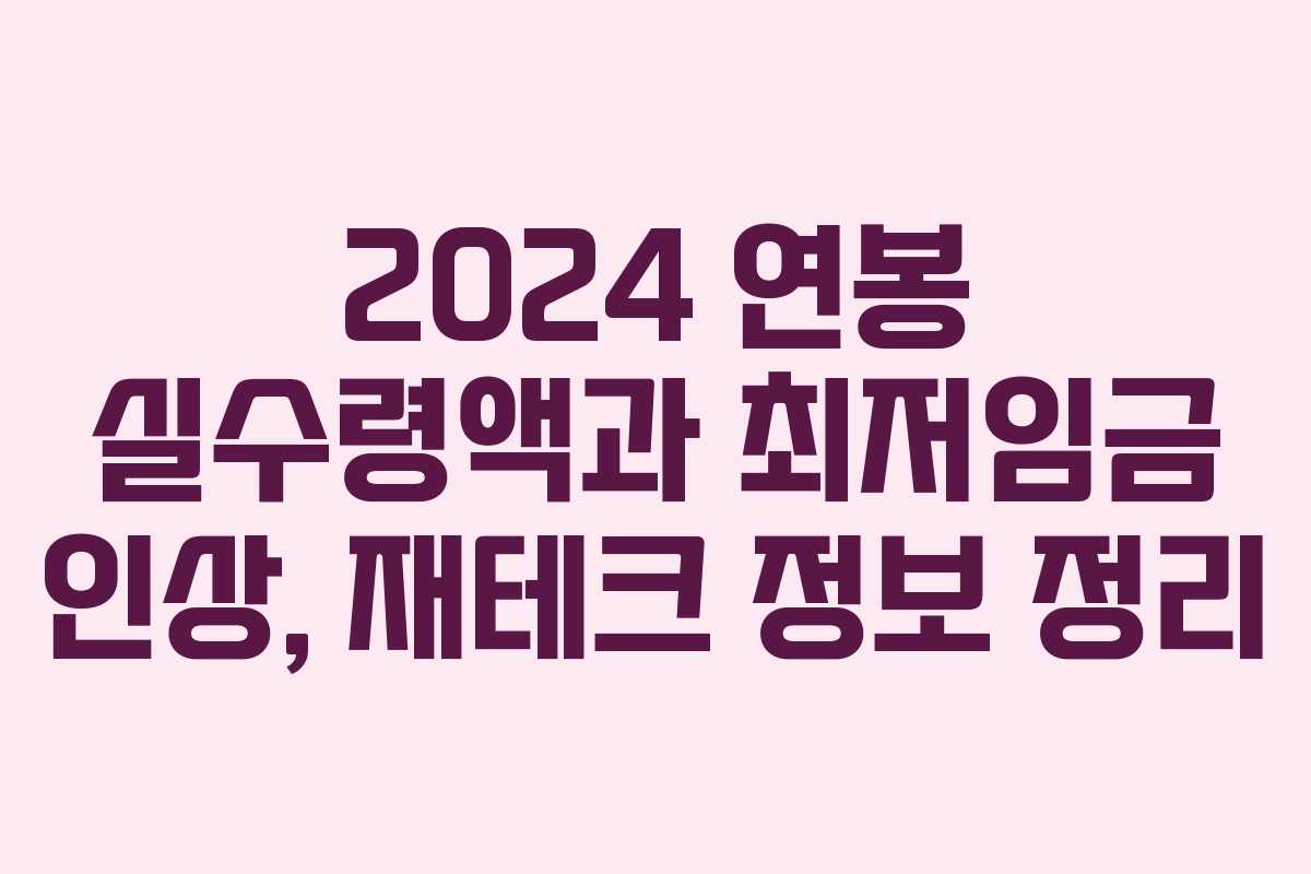 2024 연봉 실수령액과 최저임금 인상, 재테크 정보 정리