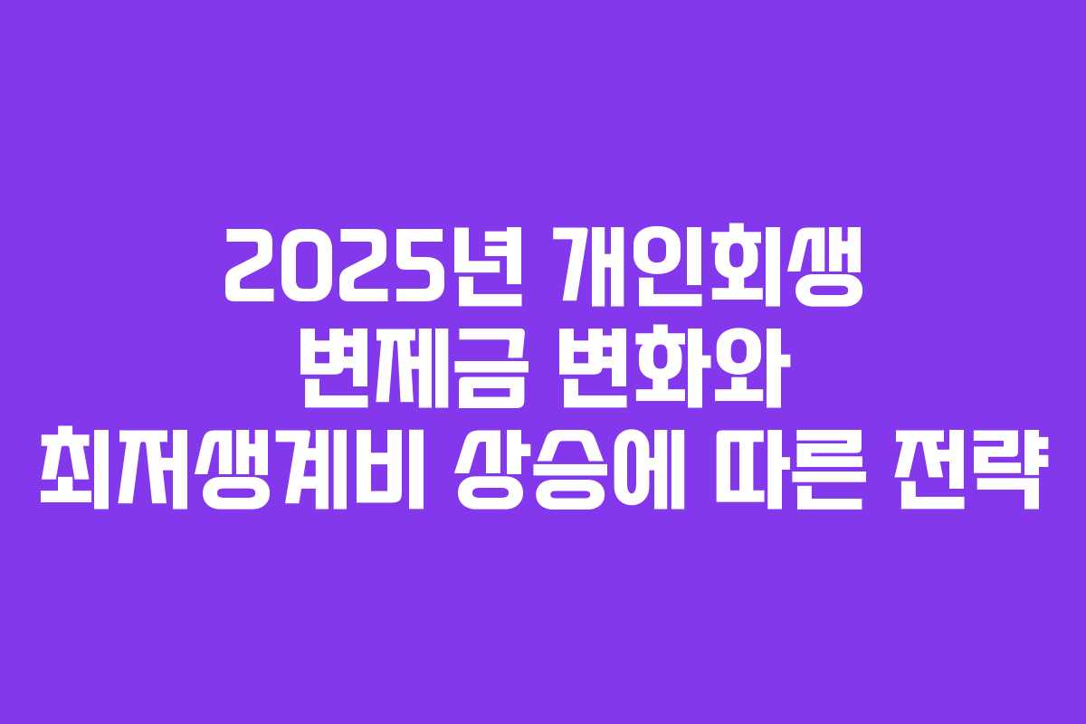 2025년 개인회생 변제금 변화와 최저생계비 상승에 따른 전략
