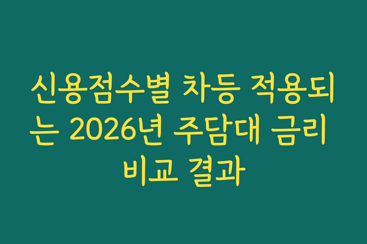 신용점수별 차등 적용되는 2026년 주담대 금리 비교 결과