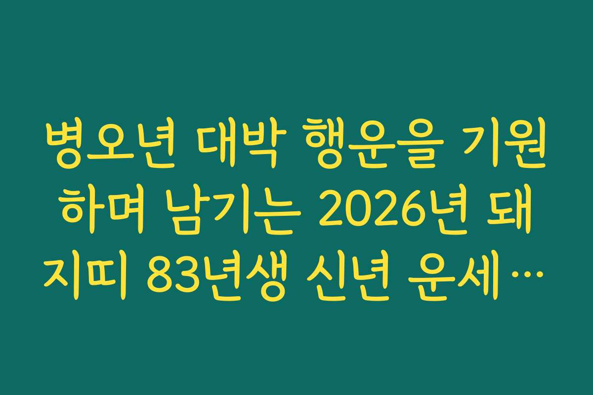 병오년 대박 행운을 기원하며 남기는 2026년 돼지띠 83년생 신년 운세 응원글