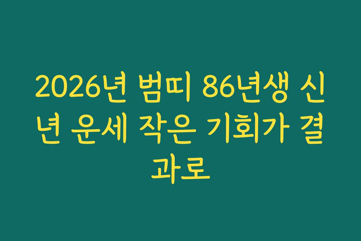 2026년 범띠 86년생 신년 운세 작은 기회가 결과로