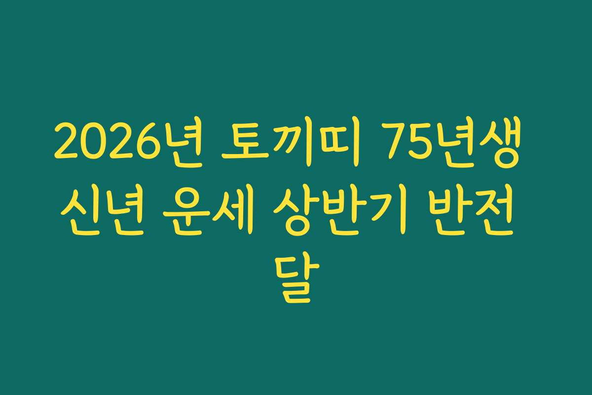 2026년 토끼띠 75년생 신년 운세 상반기 반전 달