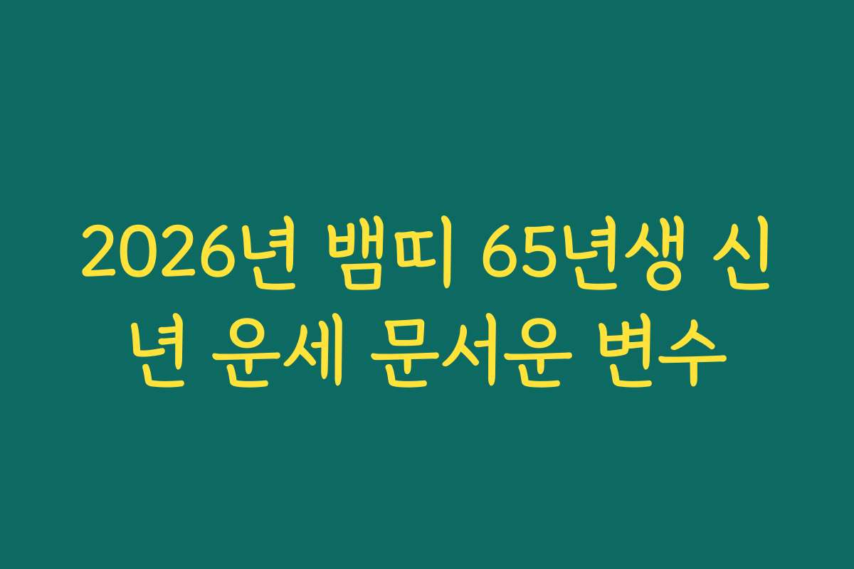 2026년 뱀띠 65년생 신년 운세 문서운 변수 2026년 뱀띠 65년생 신년 운세 문서운 변수