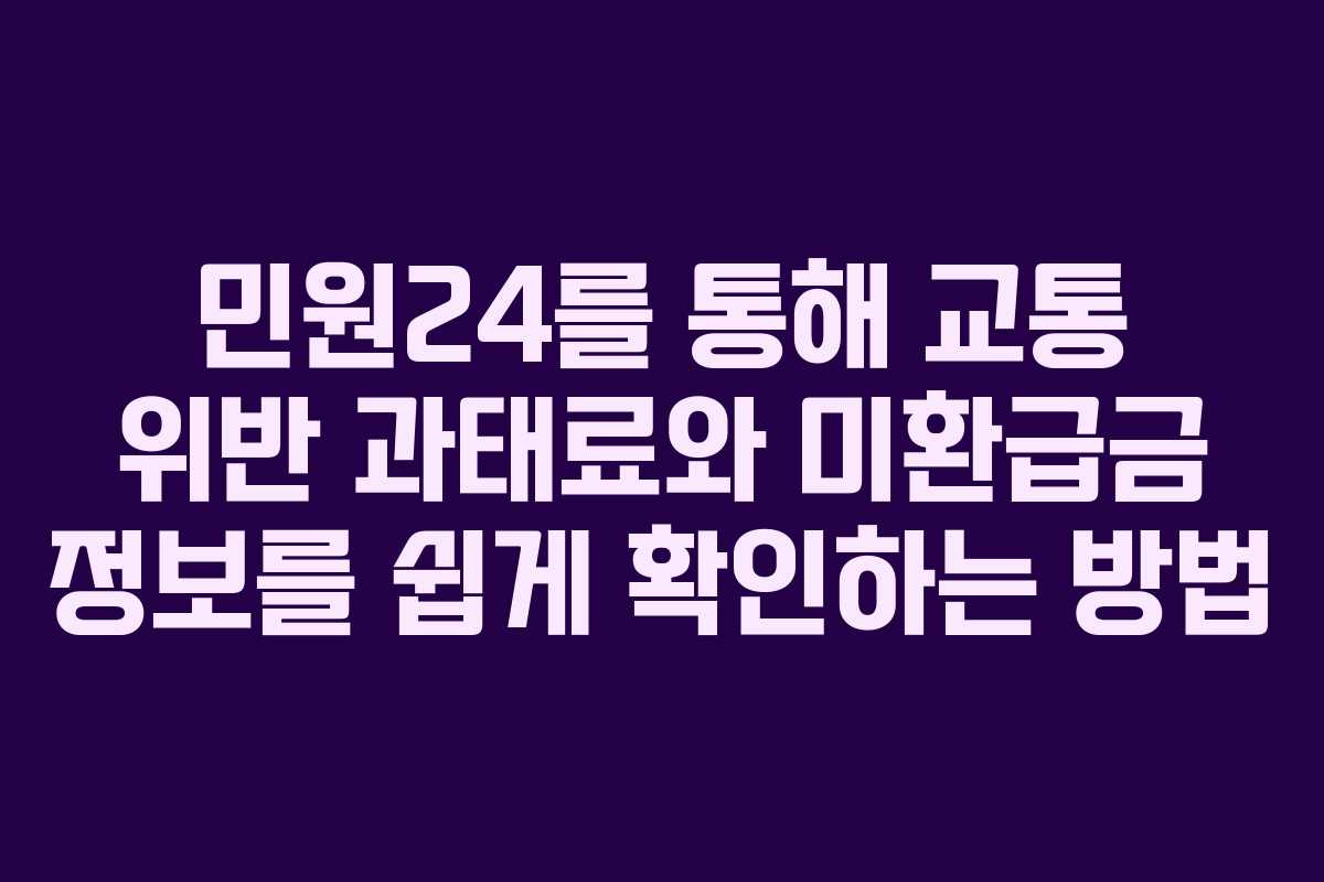 민원24를 통해 교통 위반 과태료와 미환급금 정보를 쉽게 확인하는 방법