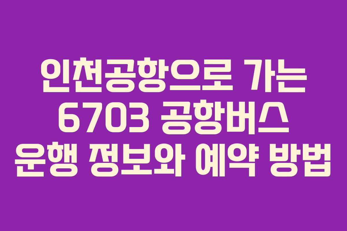 인천공항으로 가는 6703 공항버스 운행 정보와 예약 방법