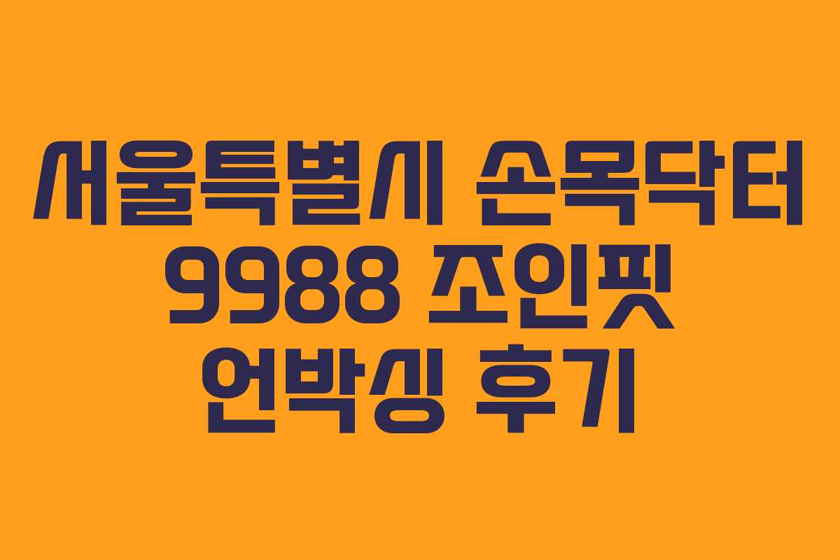 서울특별시 손목닥터 9988 조인핏 언박싱 후기