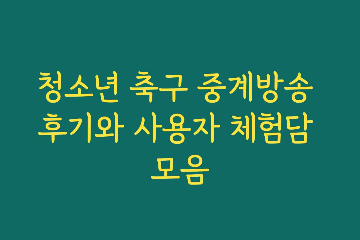청소년 축구 중계방송 후기와 사용자 체험담 모음