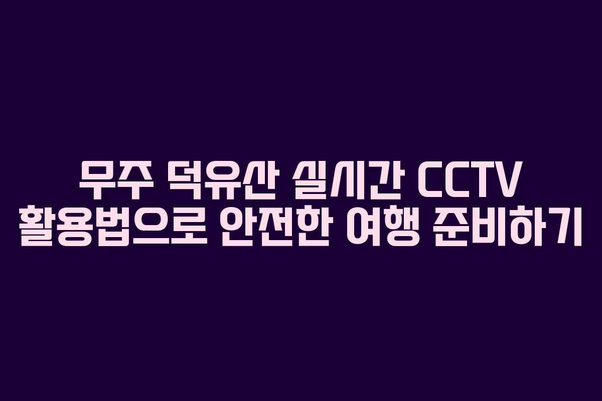 무주 덕유산 실시간 CCTV 활용법으로 안전한 여행 준비하기