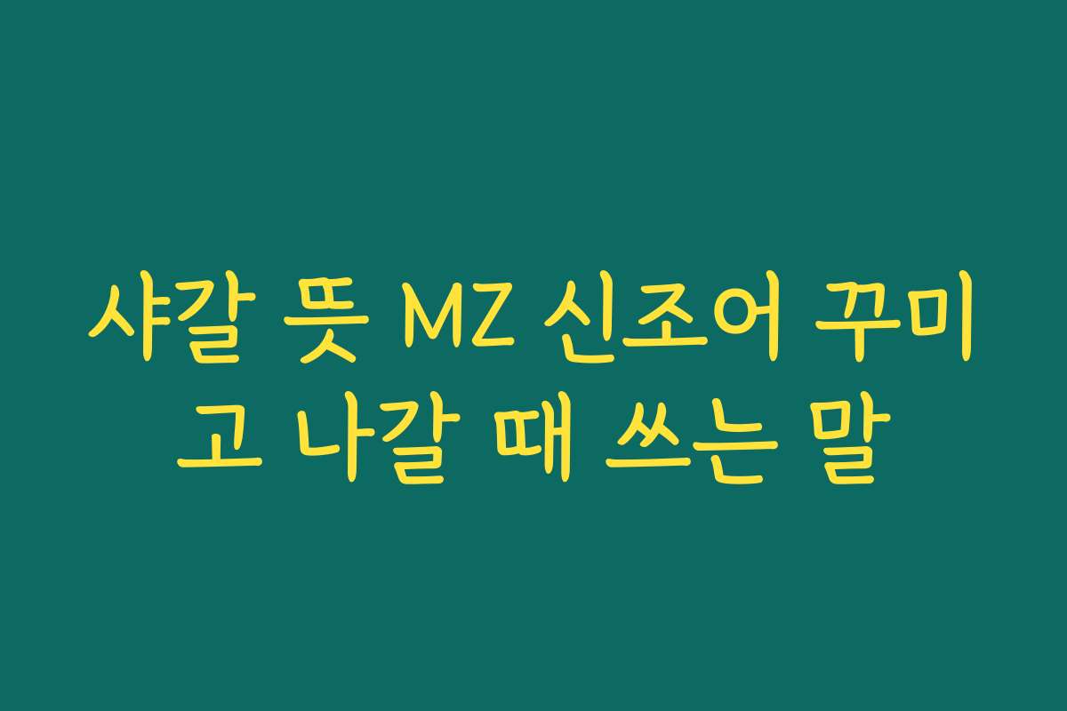 샤갈 뜻 MZ 신조어 꾸미고 나갈 때 쓰는 말 샤갈 뜻 MZ 신조어 꾸미고 나갈 때 쓰는 말