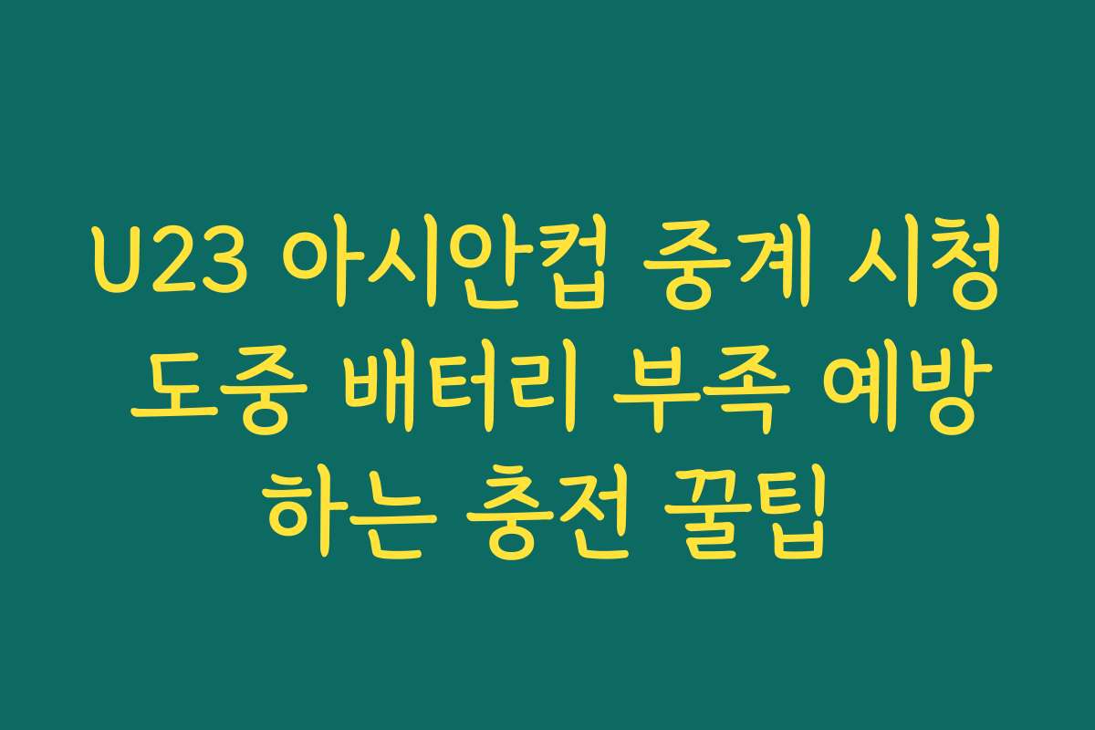 U23 아시안컵 중계 시청 도중 배터리 부족 예방하는 충전 꿀팁
