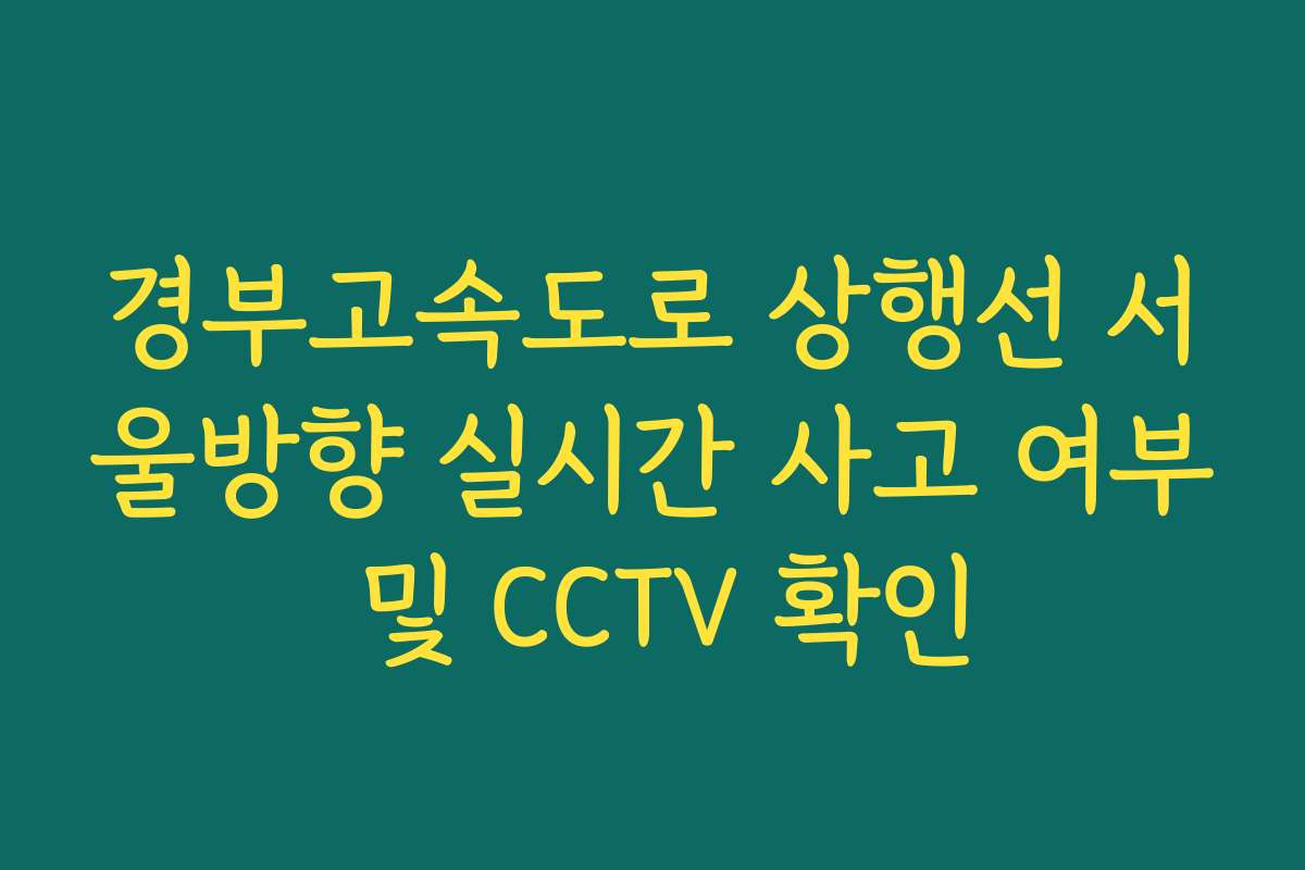 경부고속도로 상행선 서울방향 실시간 사고 여부 및 CCTV 확인