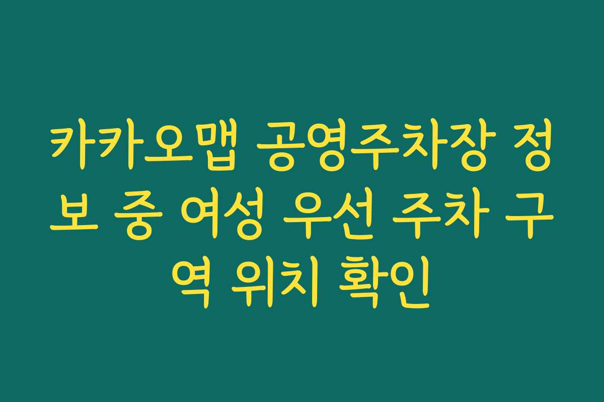 카카오맵 공영주차장 정보 중 여성 우선 주차 구역 위치 확인