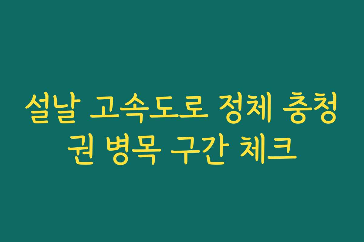 설날 고속도로 정체 충청권 병목 구간 체크