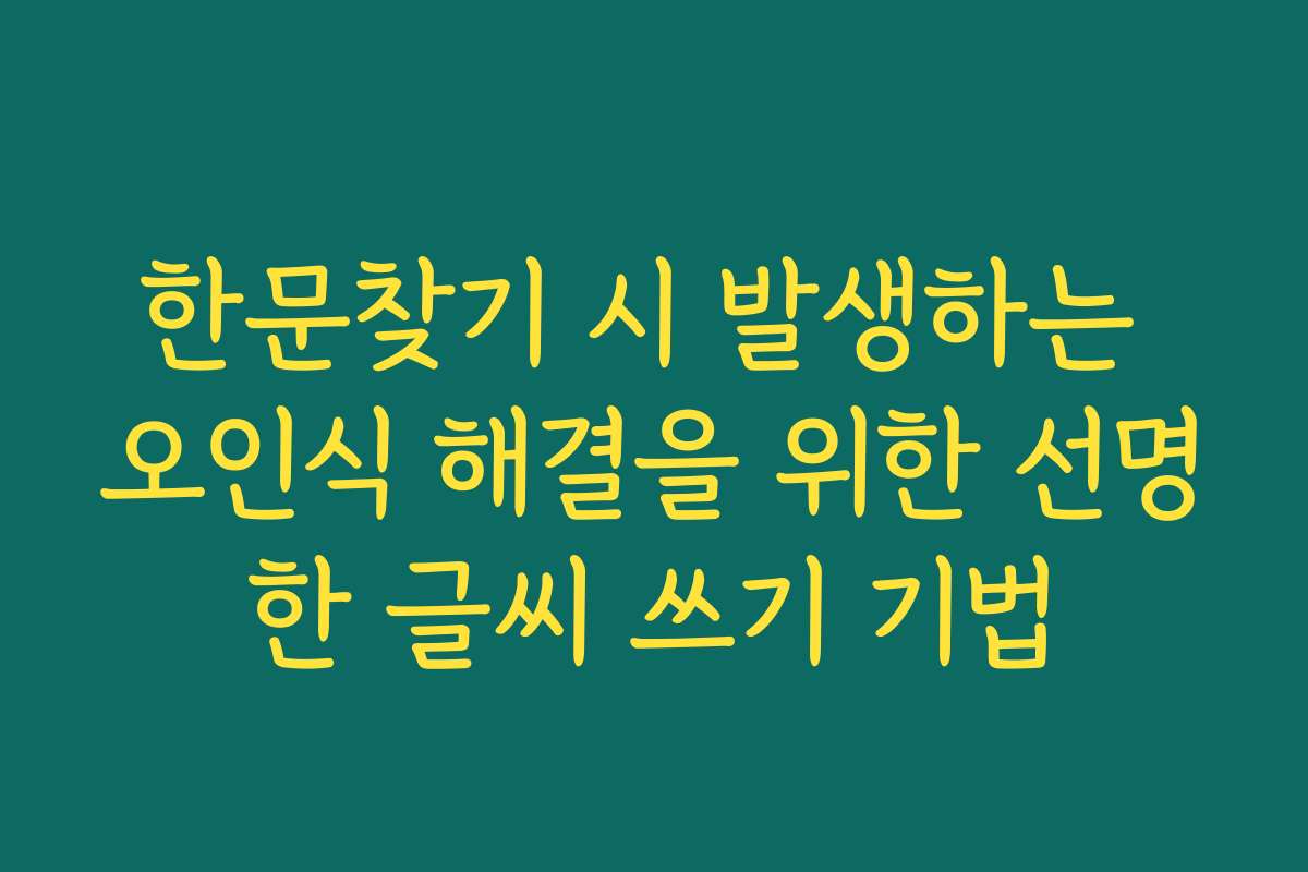 한문찾기 시 발생하는 오인식 해결을 위한 선명한 글씨 쓰기 기법