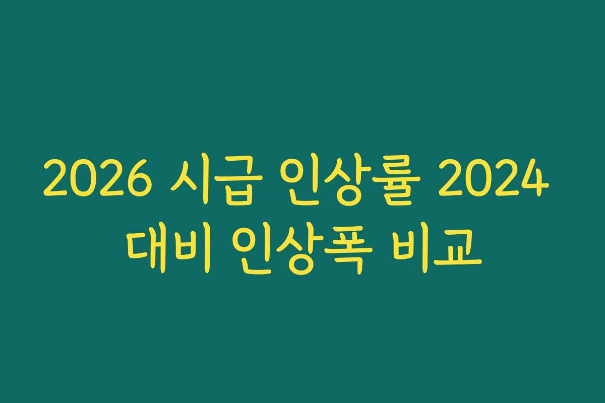 2026 시급 인상률 2024 대비 인상폭 비교