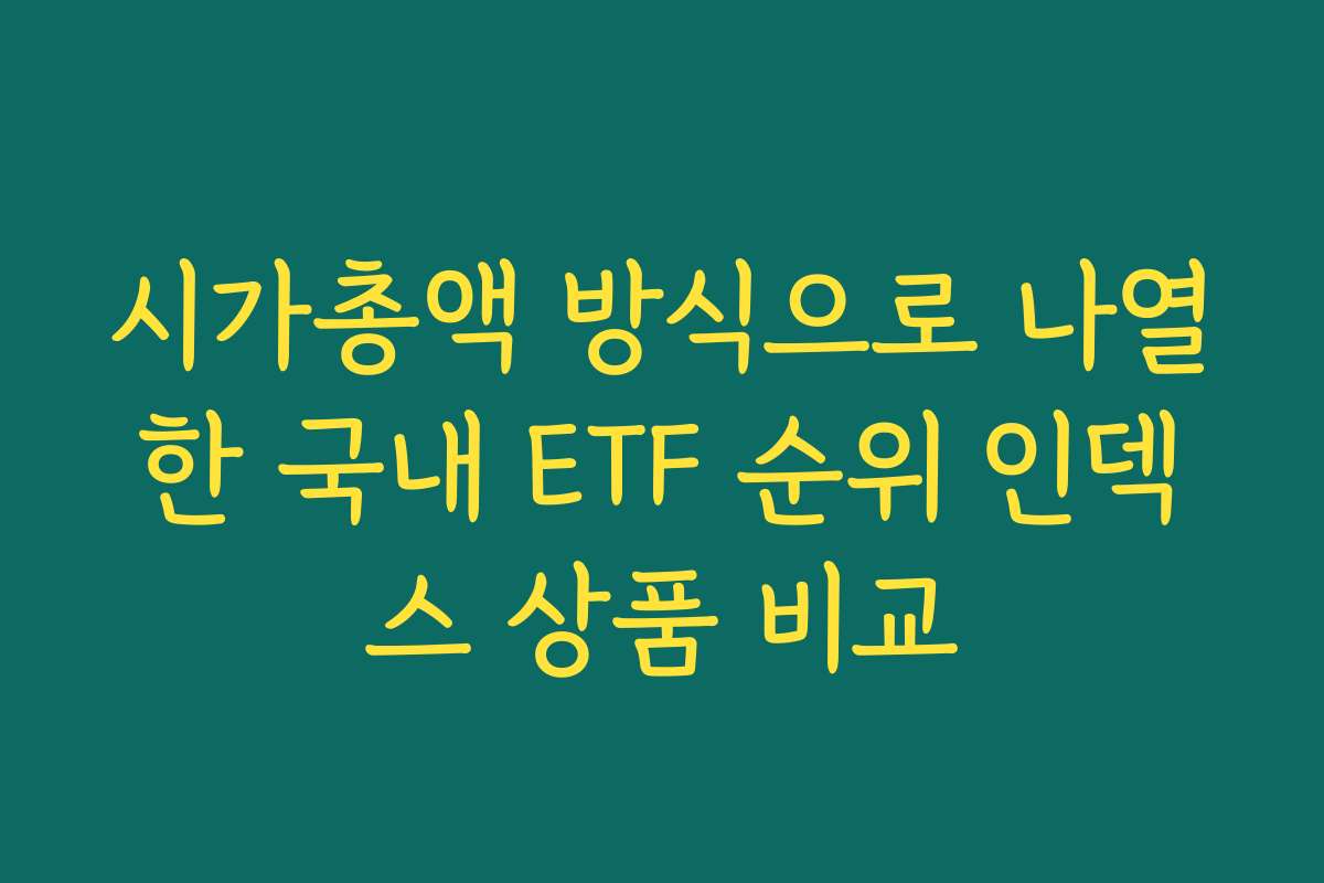시가총액 방식으로 나열한 국내 ETF 순위 인덱스 상품 비교
