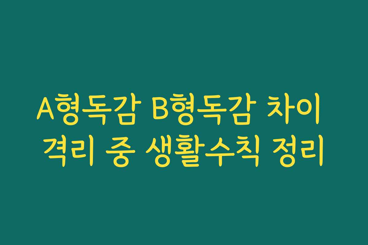 A형독감 B형독감 차이 격리 중 생활수칙 정리