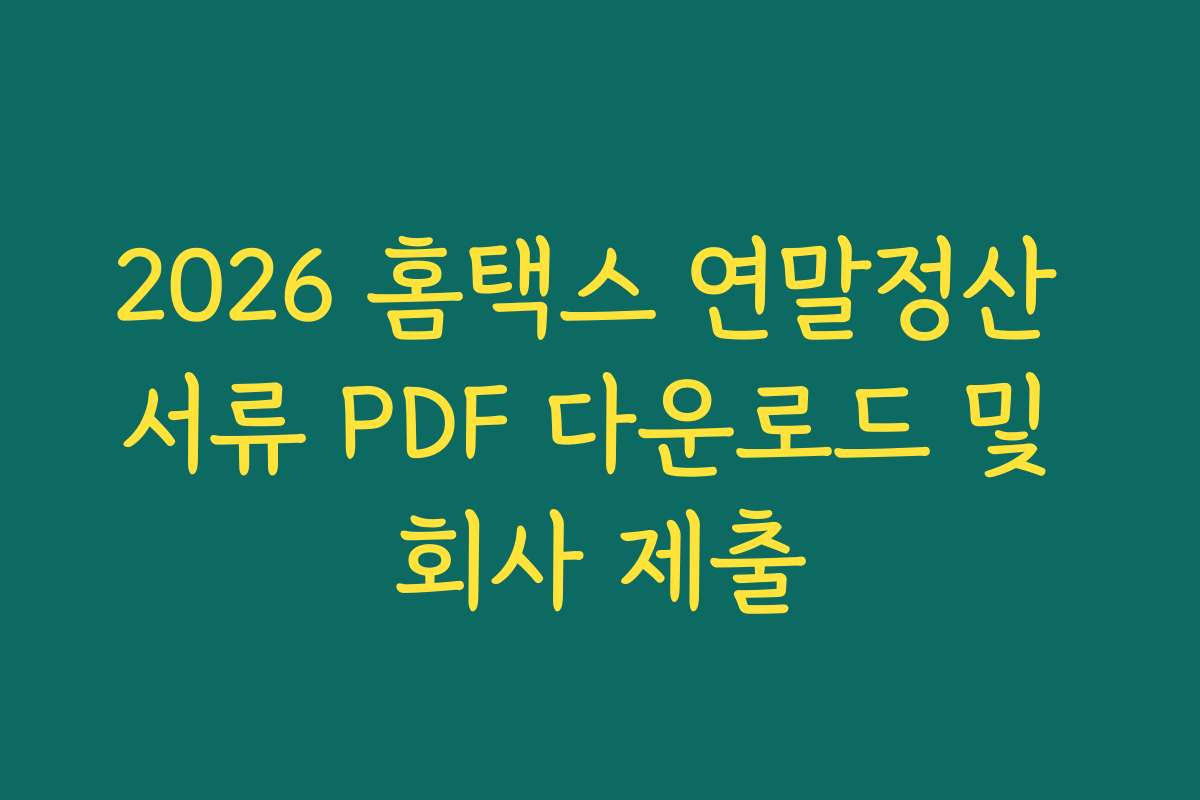 2026 홈택스 연말정산 서류 PDF 다운로드 및 회사 제출