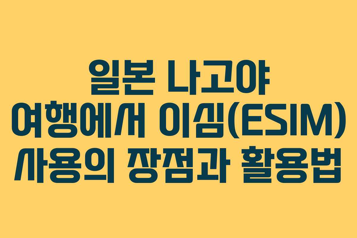 일본 나고야 여행에서 이심(ESIM) 사용의 장점과 활용법