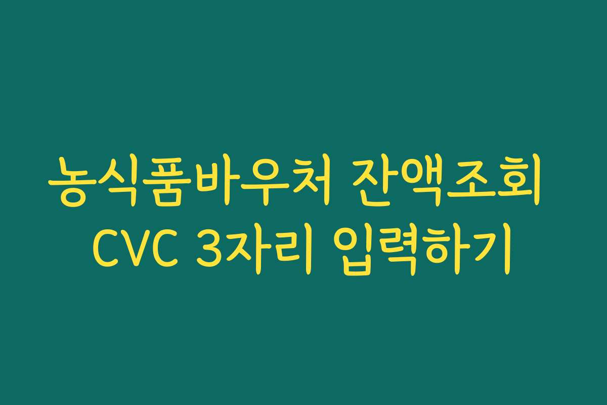 농식품바우처 잔액조회 CVC 3자리 입력하기