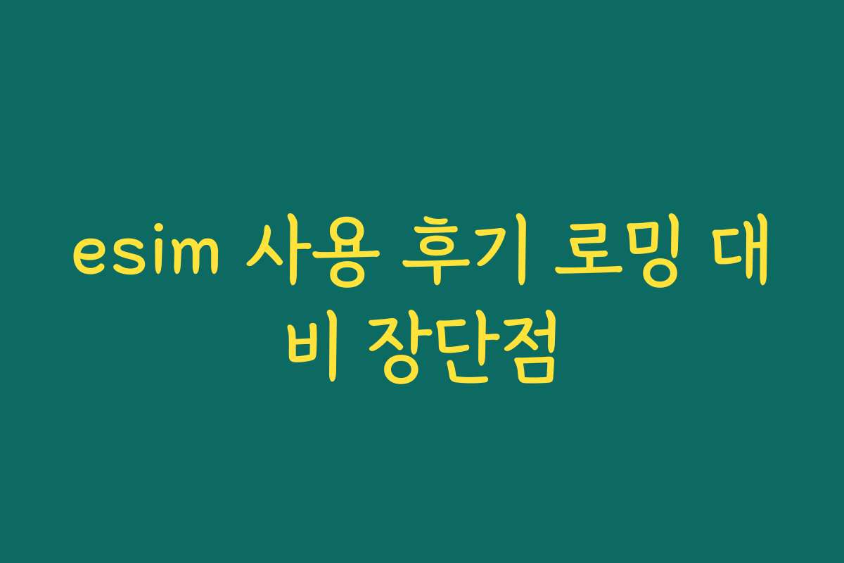esim 사용 후기 로밍 대비 장단점