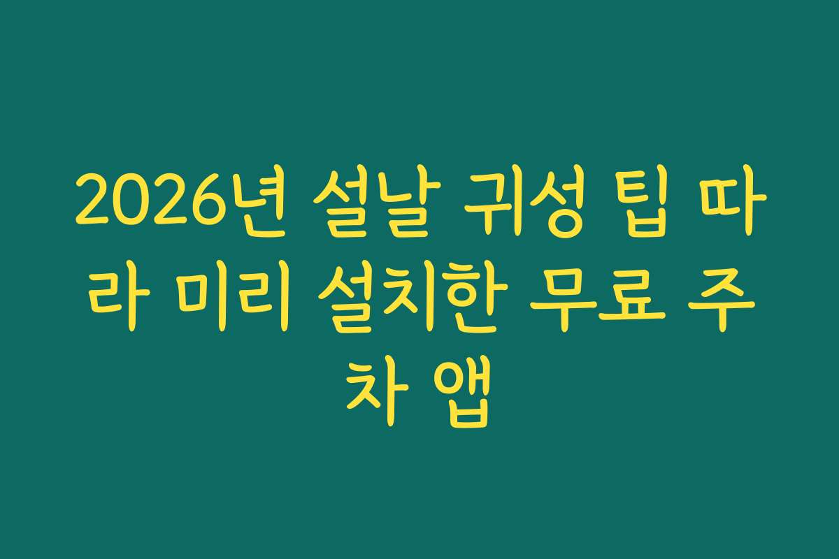 2026년 설날 귀성 팁 따라 미리 설치한 무료 주차 앱
