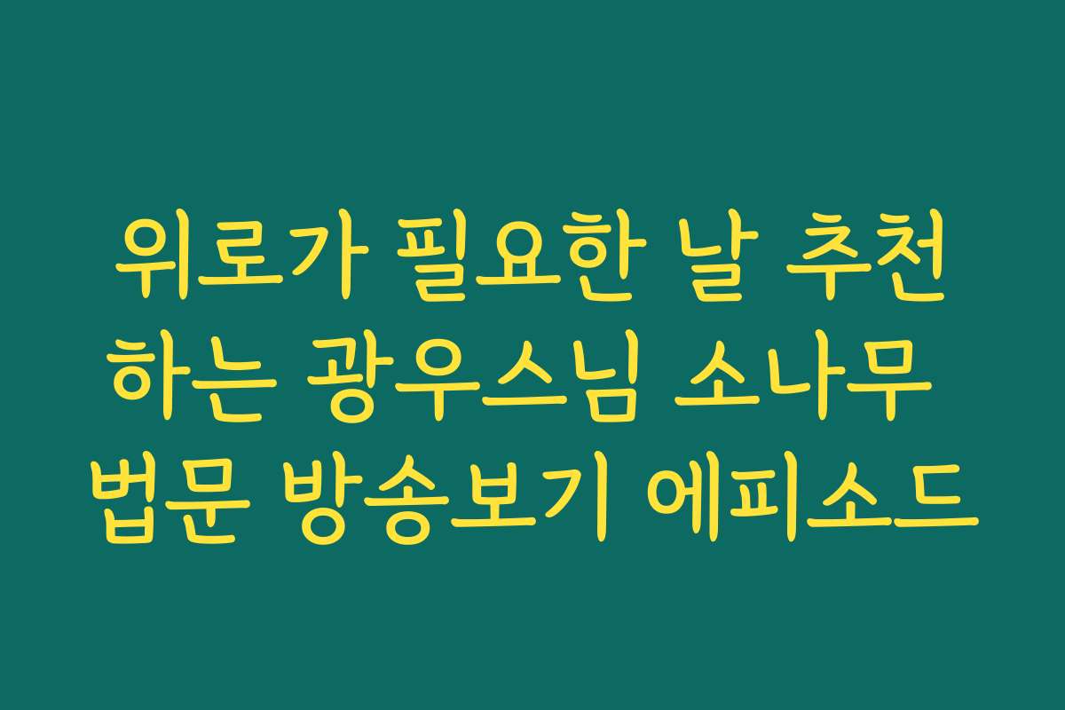 위로가 필요한 날 추천하는 광우스님 소나무 법문 방송보기 에피소드 위로가 필요한 날 추천하는 광우스님 소나무 법문 방송보기 에피소드