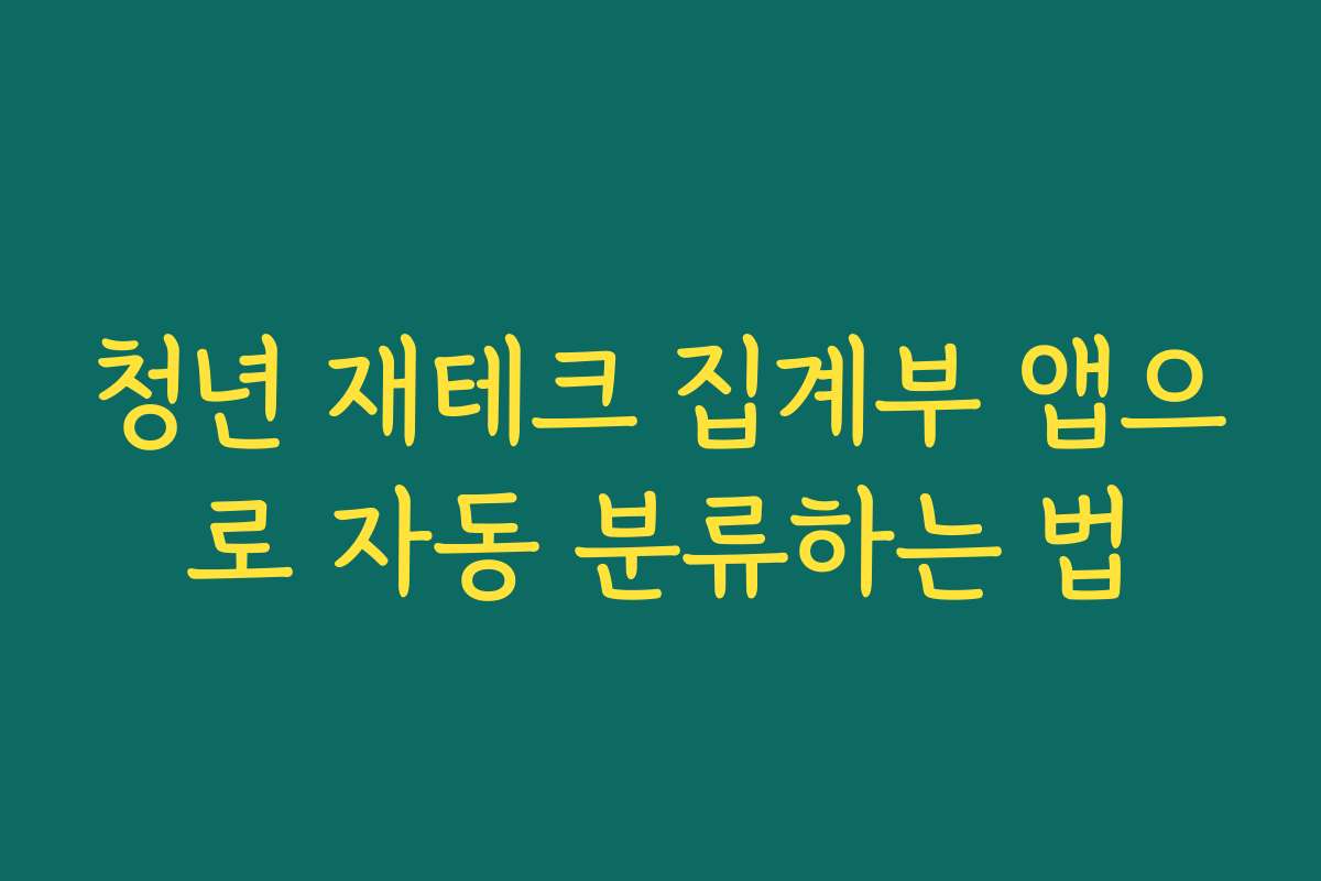 청년 재테크 집계부 앱으로 자동 분류하는 법