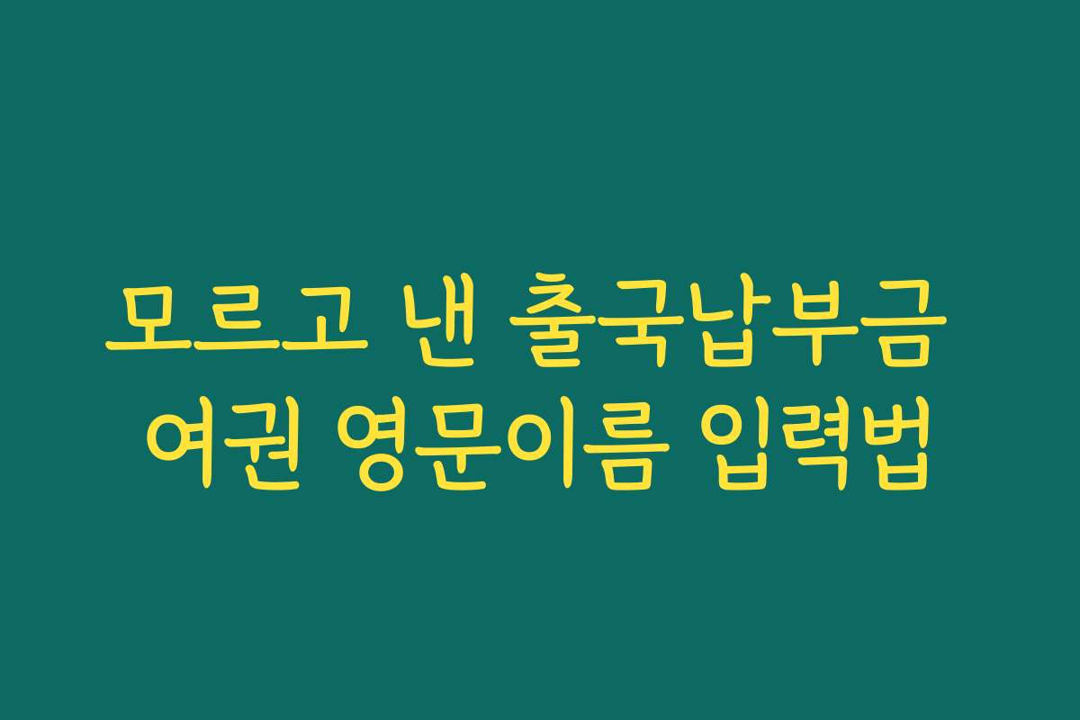 모르고 낸 출국납부금 여권 영문이름 입력법