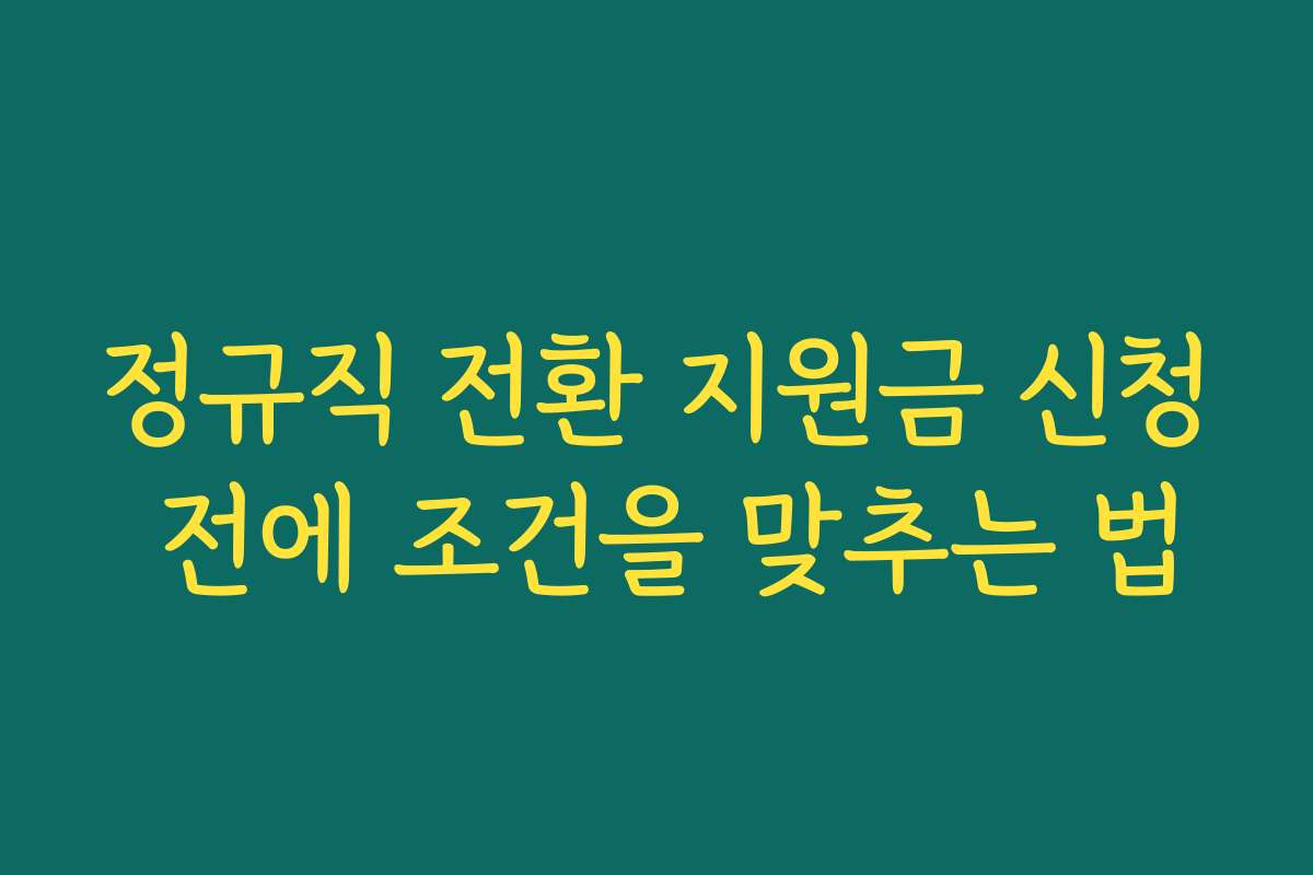 정규직 전환 지원금 신청 전에 조건을 맞추는 법 정규직 전환 지원금 신청 전에 조건을 맞추는 법