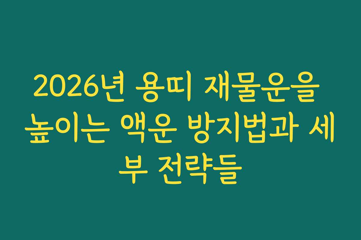 2026년 용띠 재물운을 높이는 액운 방지법과 세부 전략들 2026년 용띠 재물운을 높이는 액운 방지법과 세부 전략들