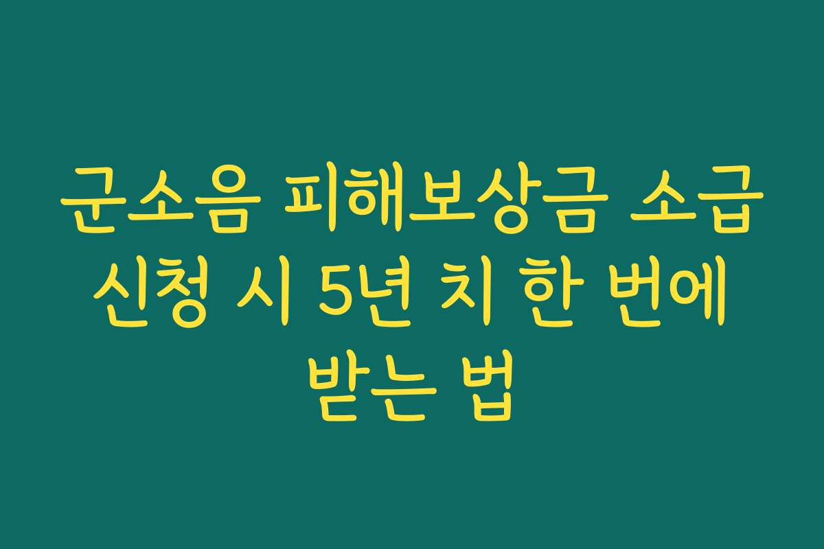 군소음 피해보상금 소급 신청 시 5년 치 한 번에 받는 법