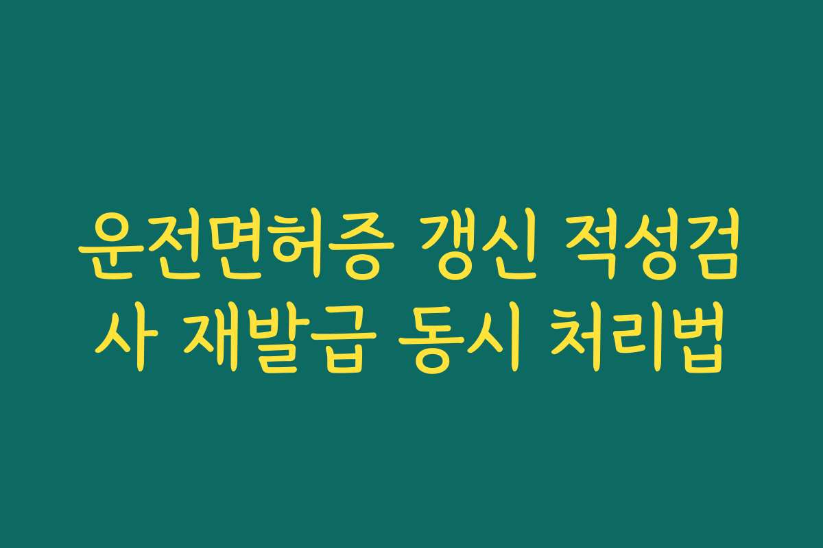 운전면허증 갱신 적성검사 재발급 동시 처리법