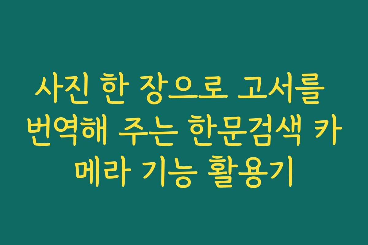 사진 한 장으로 고서를 번역해 주는 한문검색 카메라 기능 활용기