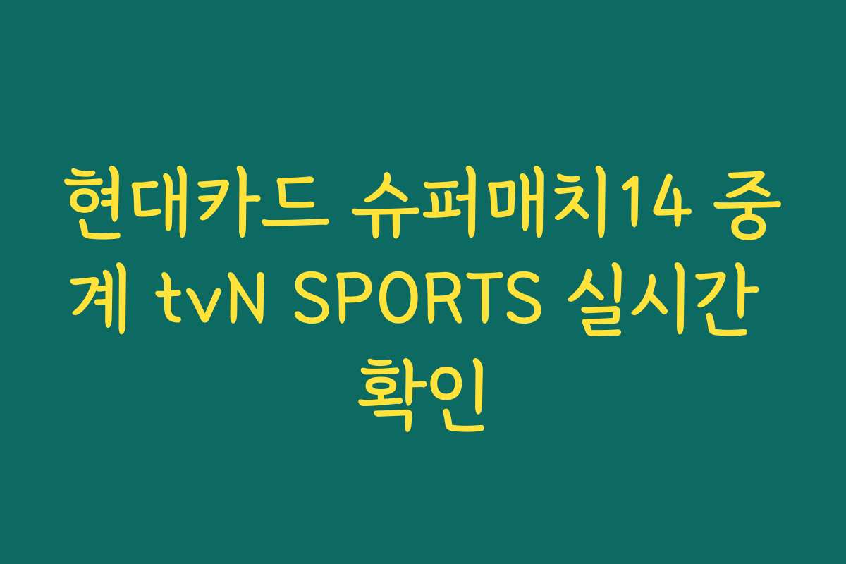 현대카드 슈퍼매치14 중계 tvN SPORTS 실시간 확인