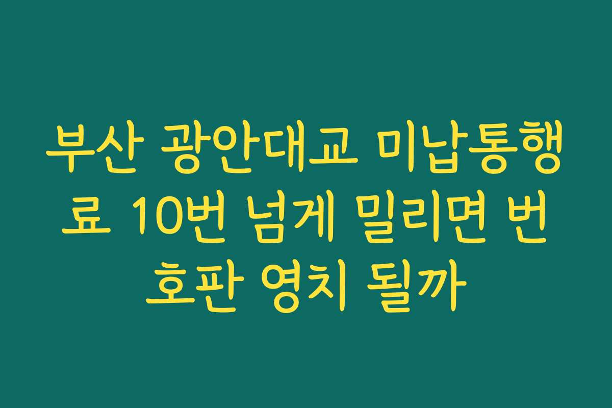 부산 광안대교 미납통행료 10번 넘게 밀리면 번호판 영치 될까
