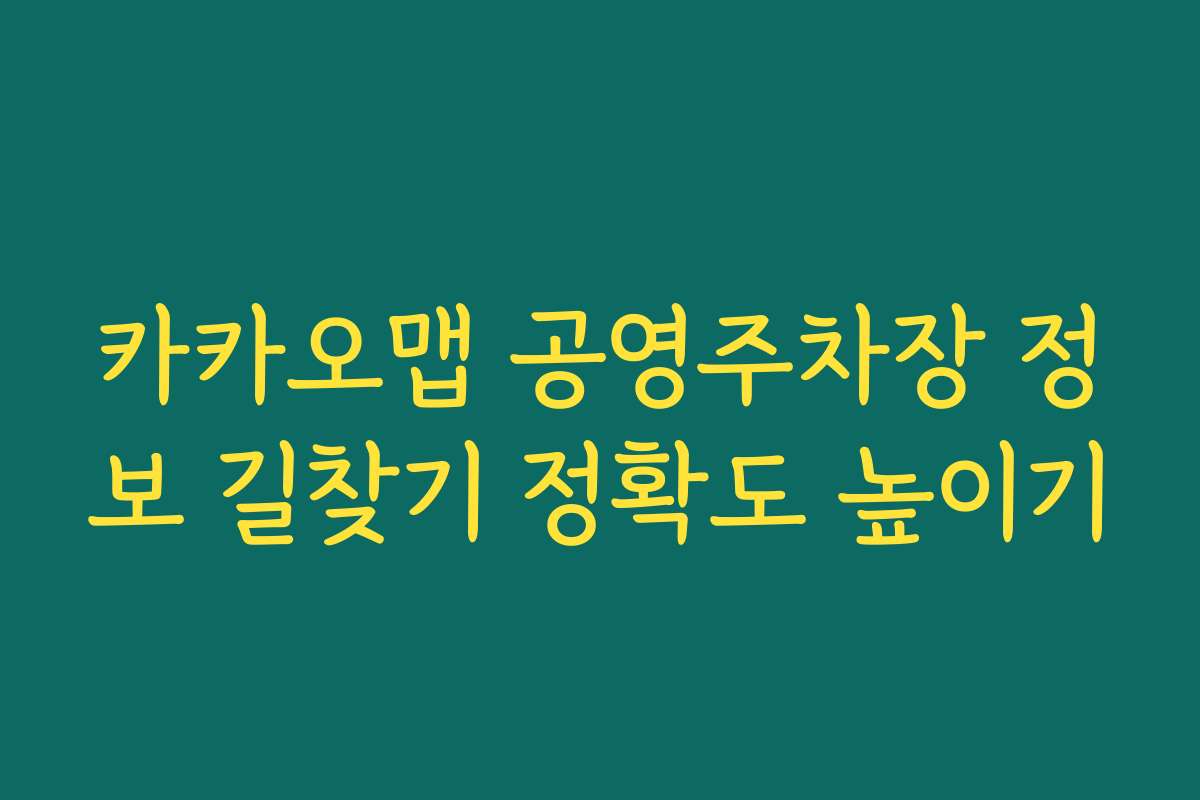 카카오맵 공영주차장 정보 길찾기 정확도 높이기