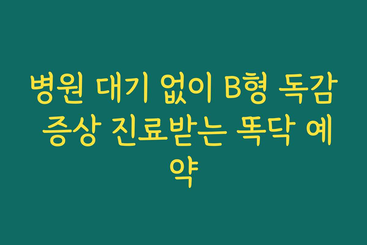 병원 대기 없이 B형 독감 증상 진료받는 똑닥 예약