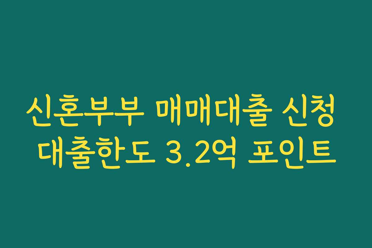 신혼부부 매매대출 신청 대출한도 3.2억 포인트