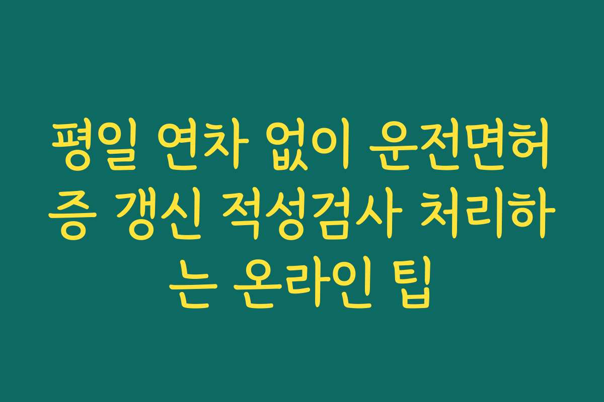 평일 연차 없이 운전면허증 갱신 적성검사 처리하는 온라인 팁 평일 연차 없이 운전면허증 갱신 적성검사 처리하는 온라인 팁