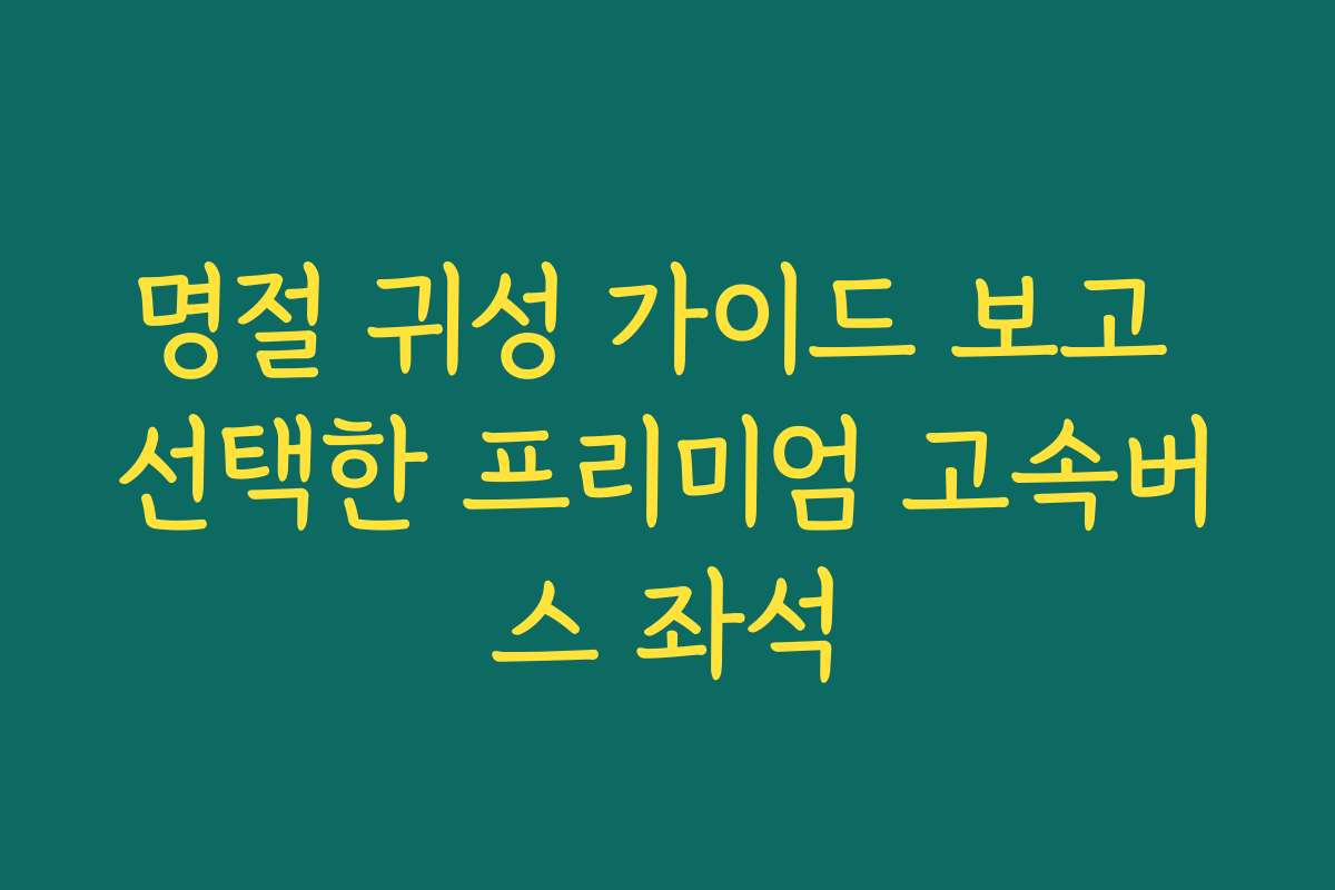 명절 귀성 가이드 보고 선택한 프리미엄 고속버스 좌석