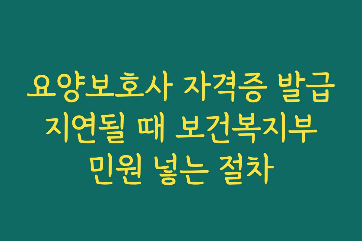 요양보호사 자격증 발급 지연될 때 보건복지부 민원 넣는 절차 요양보호사 자격증 발급 지연될 때 보건복지부 민원 넣는 절차