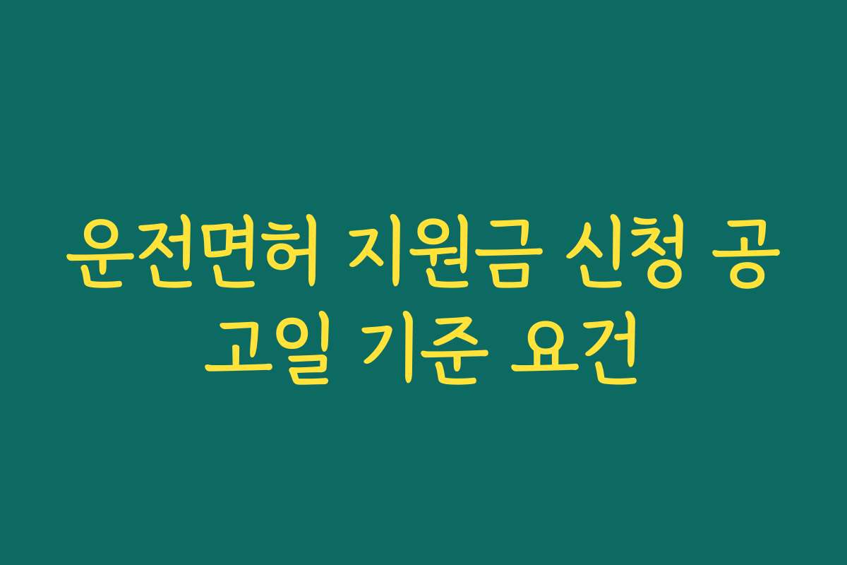 운전면허 지원금 신청 공고일 기준 요건