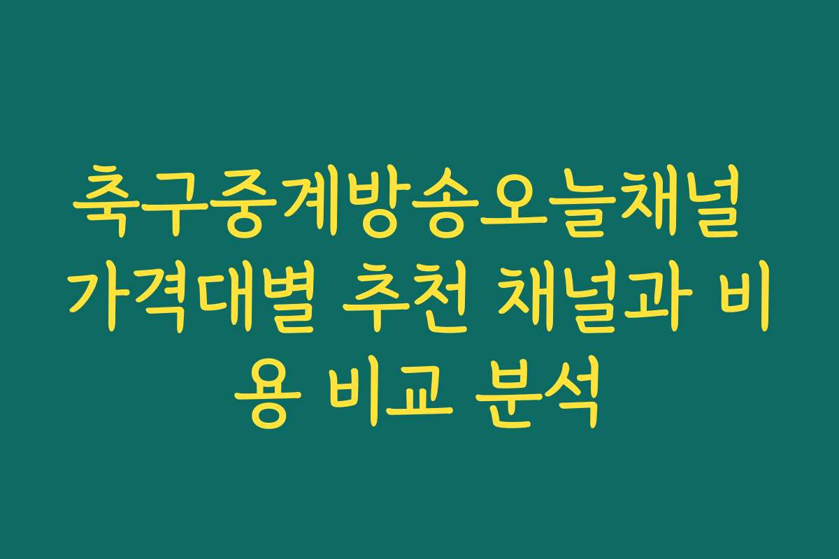 축구중계방송오늘채널 가격대별 추천 채널과 비용 비교 분석