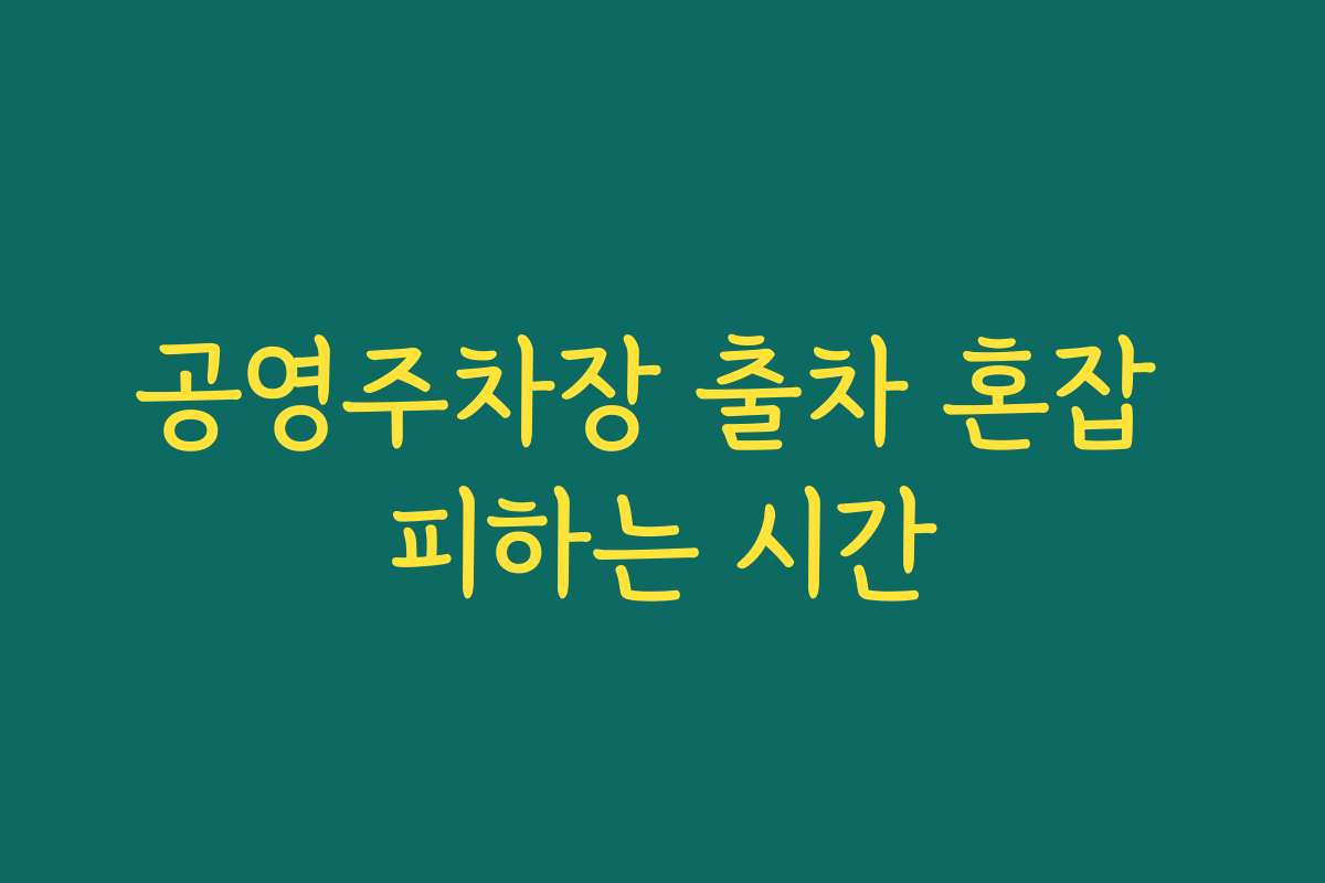 공영주차장 출차 혼잡 피하는 시간