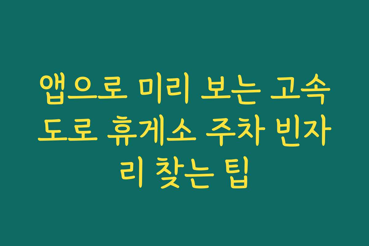 앱으로 미리 보는 고속도로 휴게소 주차 빈자리 찾는 팁