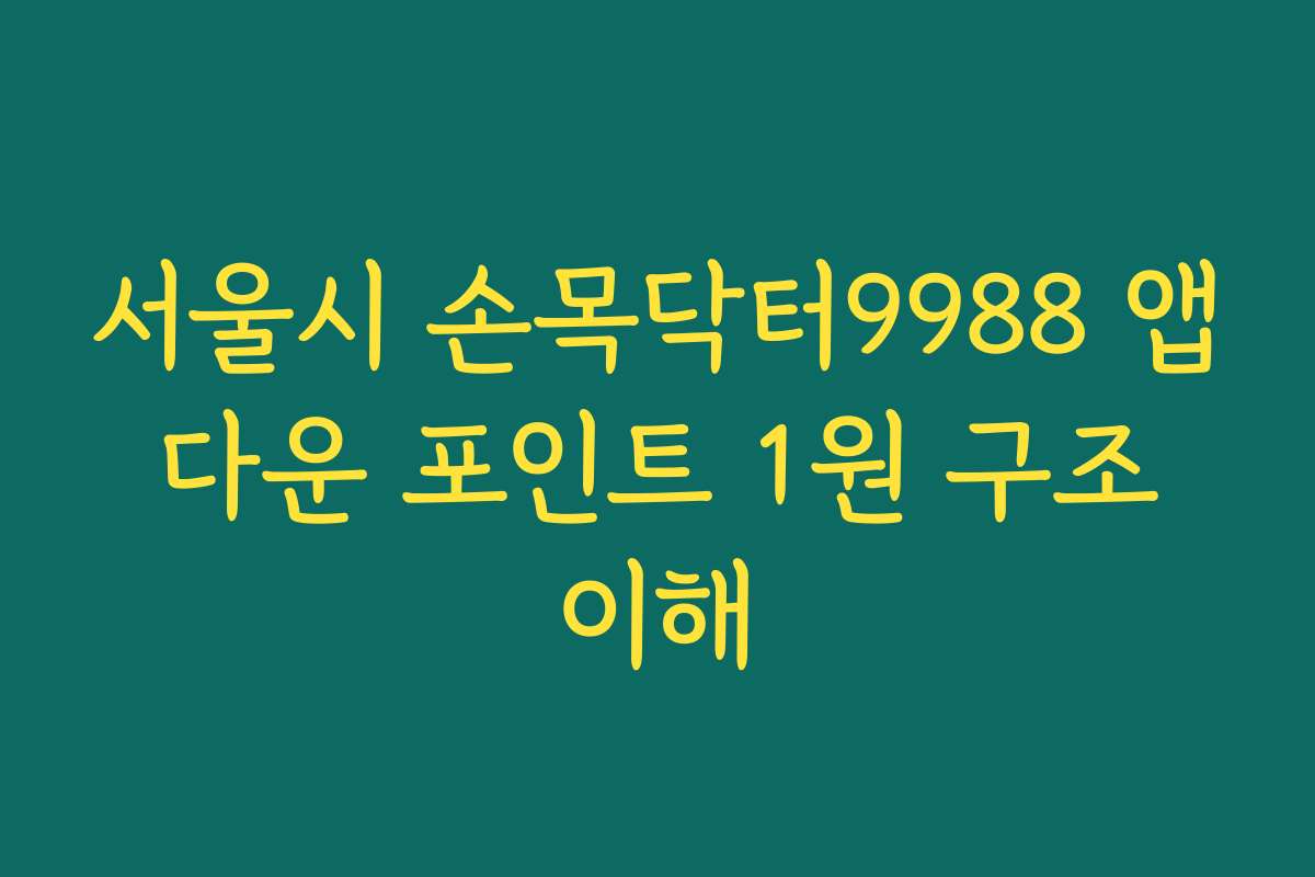서울시 손목닥터9988 앱 다운 포인트 1원 구조 이해 서울시 손목닥터9988 앱 다운 포인트 1원 구조 이해
