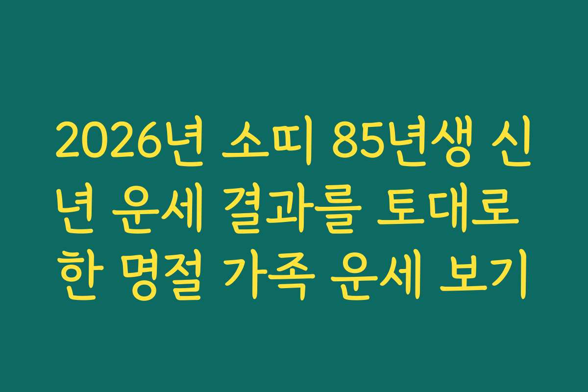 2026년 소띠 85년생 신년 운세 결과를 토대로 한 명절 가족 운세 보기