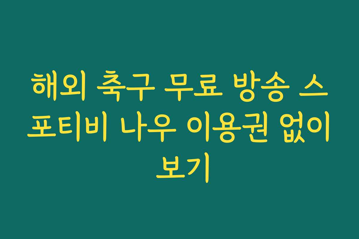 해외 축구 무료 방송 스포티비 나우 이용권 없이 보기